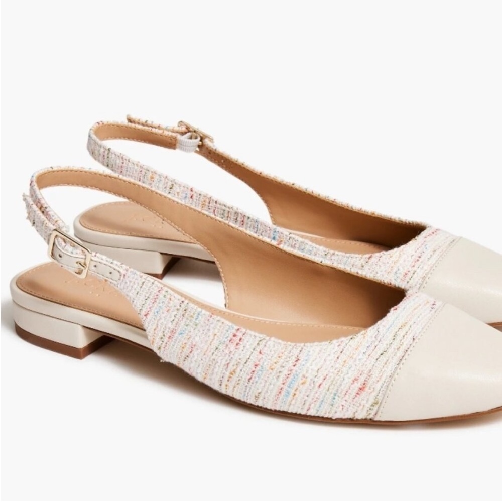 J. Crew Factory Rainbow Tweed Captoe Slingback Women's Size 7
